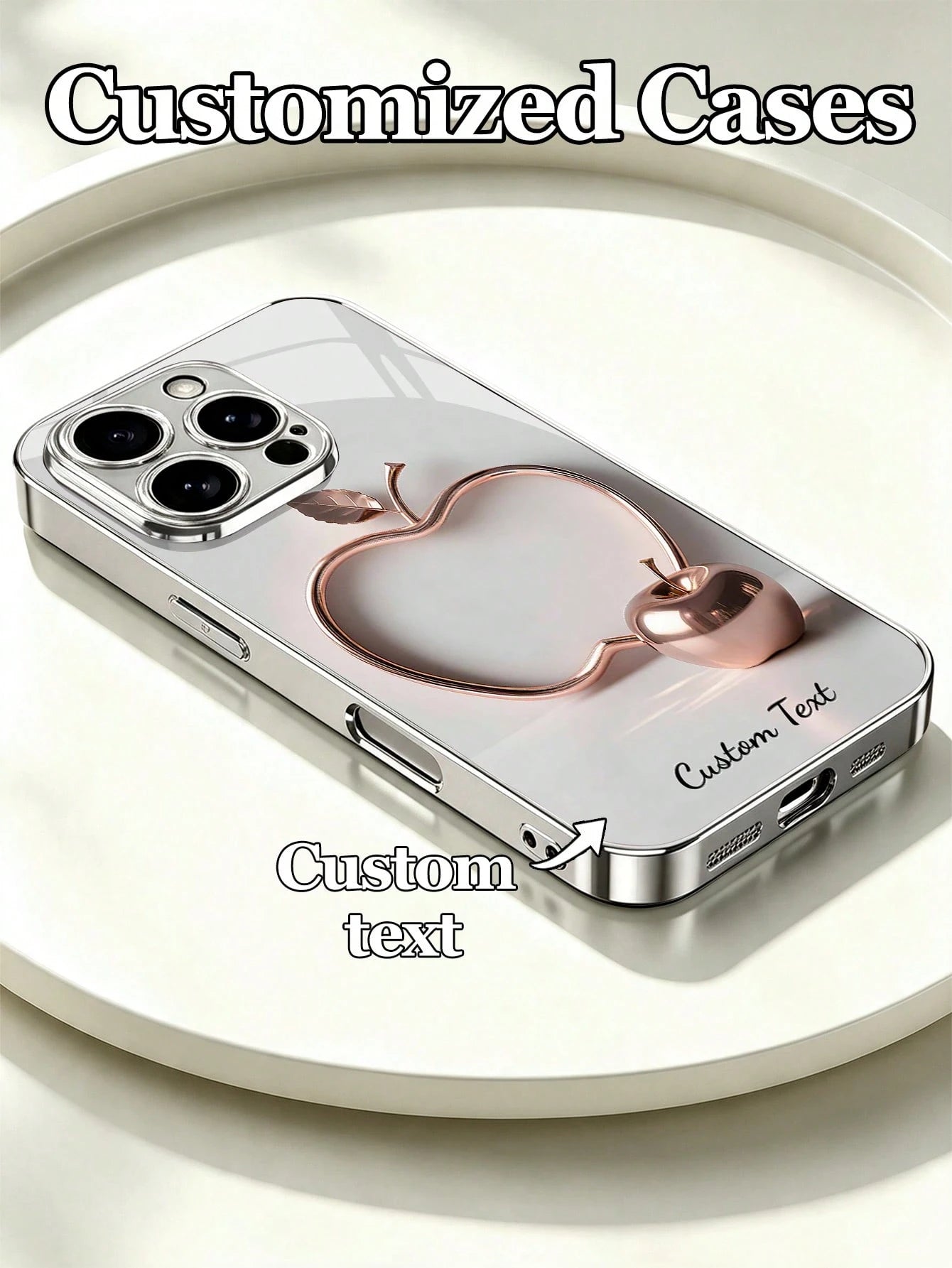 Alloy Elements 1pc Customized Phone Case Tempered Glass Pattern Shockproof Customizable Text Metal Material Compatible With 17 Pro Max/S25 Ultra, Holiday Gift, Birthday Gift, Anniversary Gift, Metalli