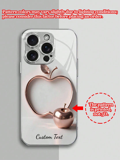 Alloy Elements 1pc Customized Phone Case Tempered Glass Pattern Shockproof Customizable Text Metal Material Compatible With 17 Pro Max/S25 Ultra, Holiday Gift, Birthday Gift, Anniversary Gift, Metalli