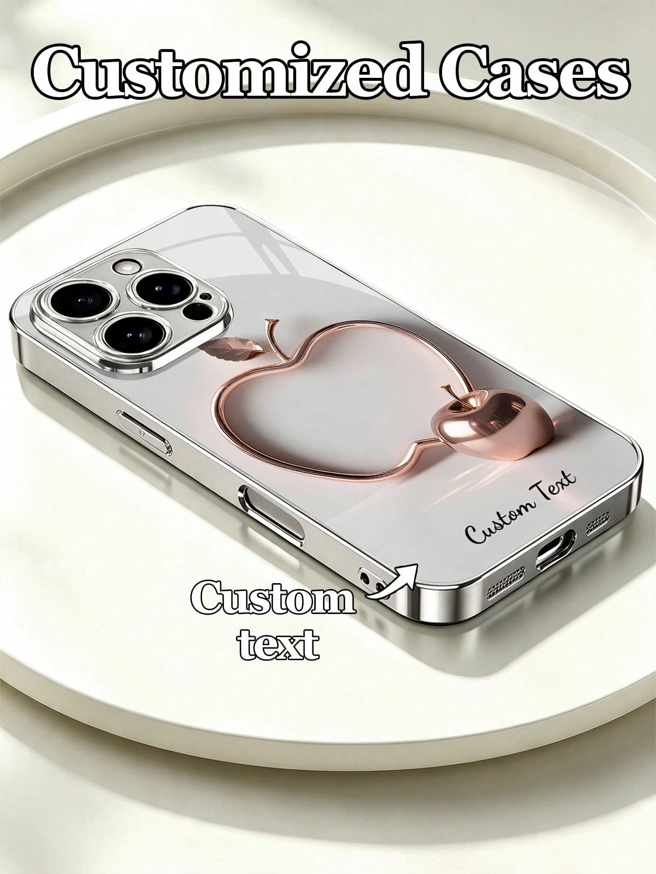 Alloy Elements 1pc Customized Phone Case Tempered Glass Pattern Shockproof Customizable Text Metal Material Compatible With 17 Pro Max/S25 Ultra, Holiday Gift, Birthday Gift, Anniversary Gift, Metalli