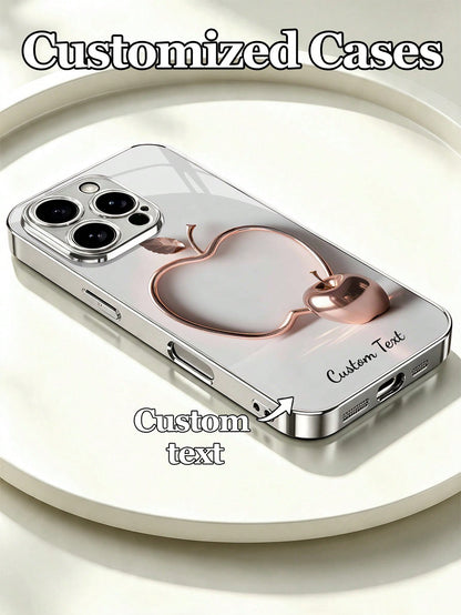 Alloy Elements 1pc Customized Phone Case Tempered Glass Pattern Shockproof Customizable Text Metal Material Compatible With 17 Pro Max/S25 Ultra, Holiday Gift, Birthday Gift, Anniversary Gift, Metalli