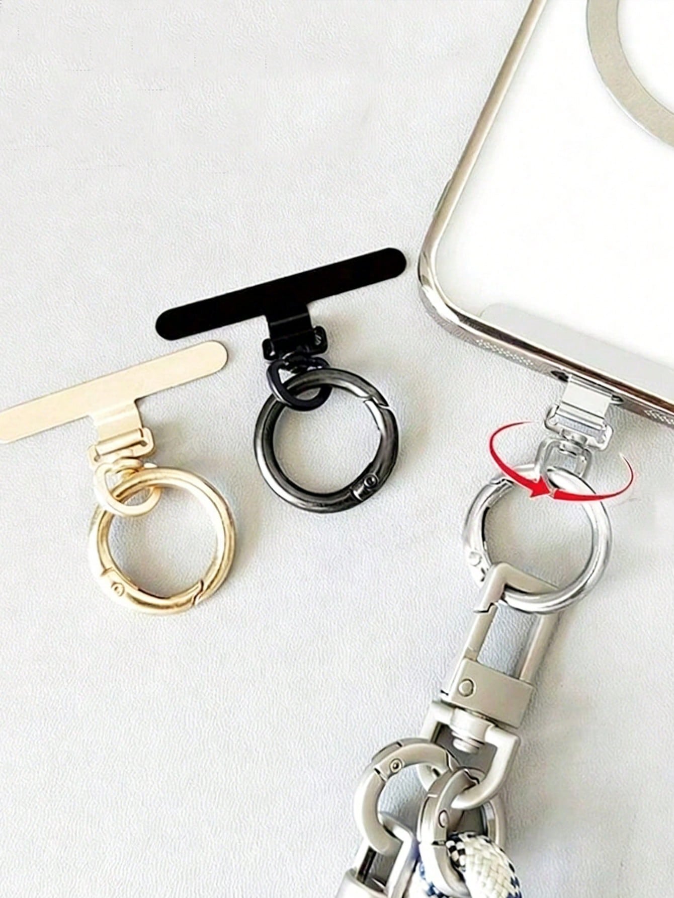Alloy Lanyard Gasket 1 Piece Ultra-Thin Rotatable Metal Clip Stainless Steel Connecting Pad Metal Rotatable Phone Lanyard Connecting Pad With Clip Ring Suitable For Various Smartphones Durable And Lon