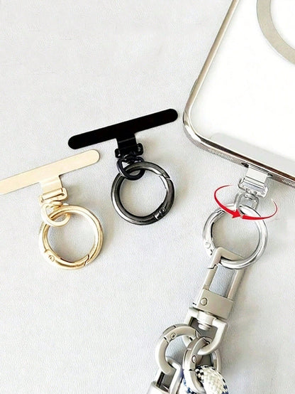 Alloy Lanyard Gasket 1 Piece Ultra-Thin Rotatable Metal Clip Stainless Steel Connecting Pad Metal Rotatable Phone Lanyard Connecting Pad With Clip Ring Suitable For Various Smartphones Durable And Lon