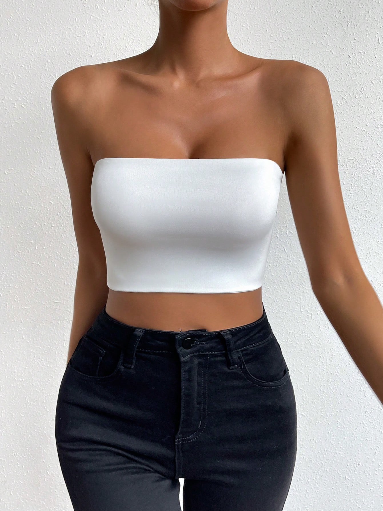Allurite Sexy Solid Crop Tube Top