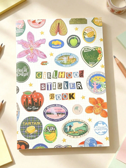 American Vintage Travel Sticker Storage Book, Large Capacity Scrapbook Collage Material Collection Album