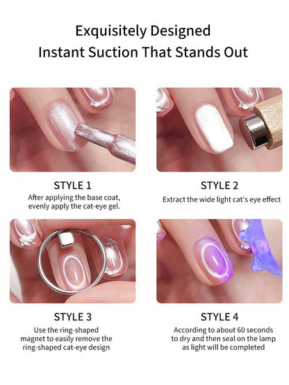 annies 1pc/2pcs/3pcs Round Cat Eye Magnetic Nail Art Tool, Professional Circular Magnet, Instant Circular Effect, Strong Adhesion, Suitable For Gel Manicure