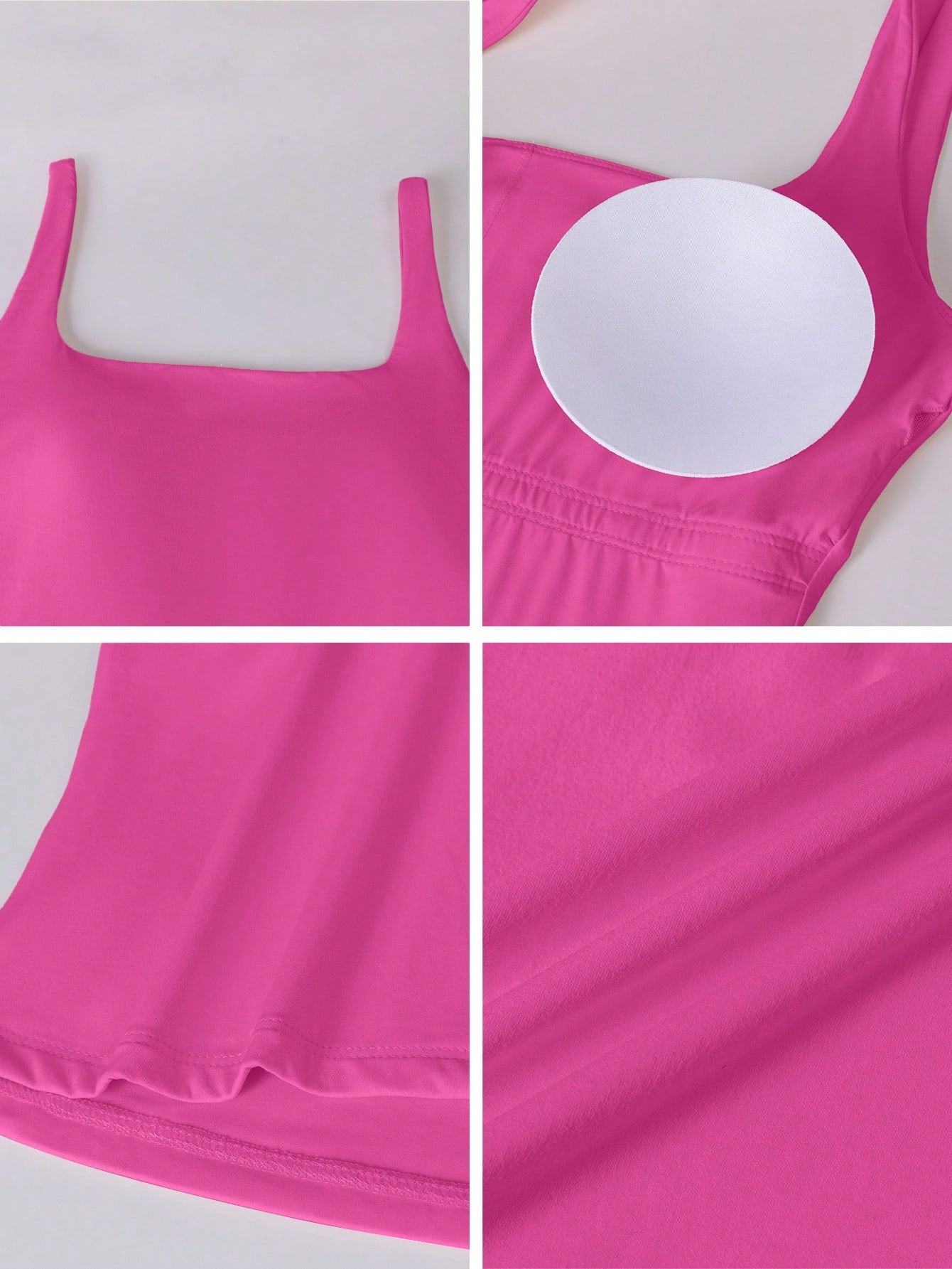 Aoqta Sports Women's Casual Knit Square Neck Cami Tank Top With Built-In Pads,Basic Solid Color Top For Yoga,Daily Wear,Training,Going Out,Business