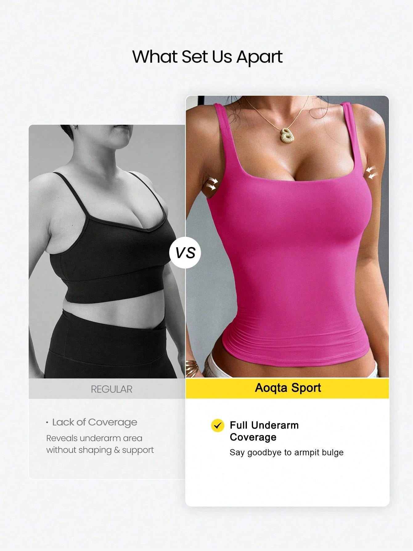 Aoqta Sports Women's Casual Knit Square Neck Cami Tank Top With Built-In Pads,Basic Solid Color Top For Yoga,Daily Wear,Training,Going Out,Business