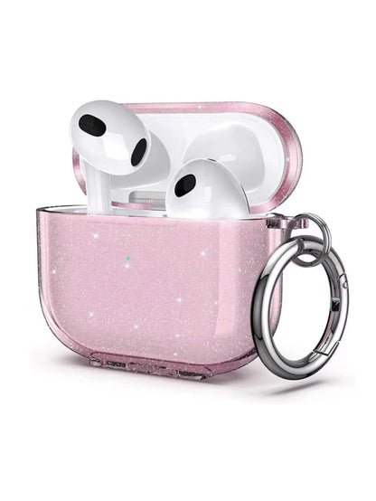 Apple Baby Pink Pink Solid Color Simple Powder Compact Hanging Tpu Earphone Protective Case Compatible With AirPods1/2 AirPods Pro