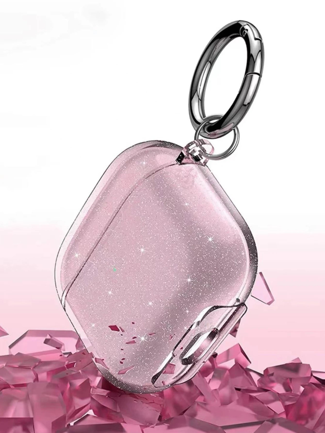 Apple Baby Pink Pink Solid Color Simple Powder Compact Hanging Tpu Earphone Protective Case Compatible With AirPods1/2 AirPods Pro