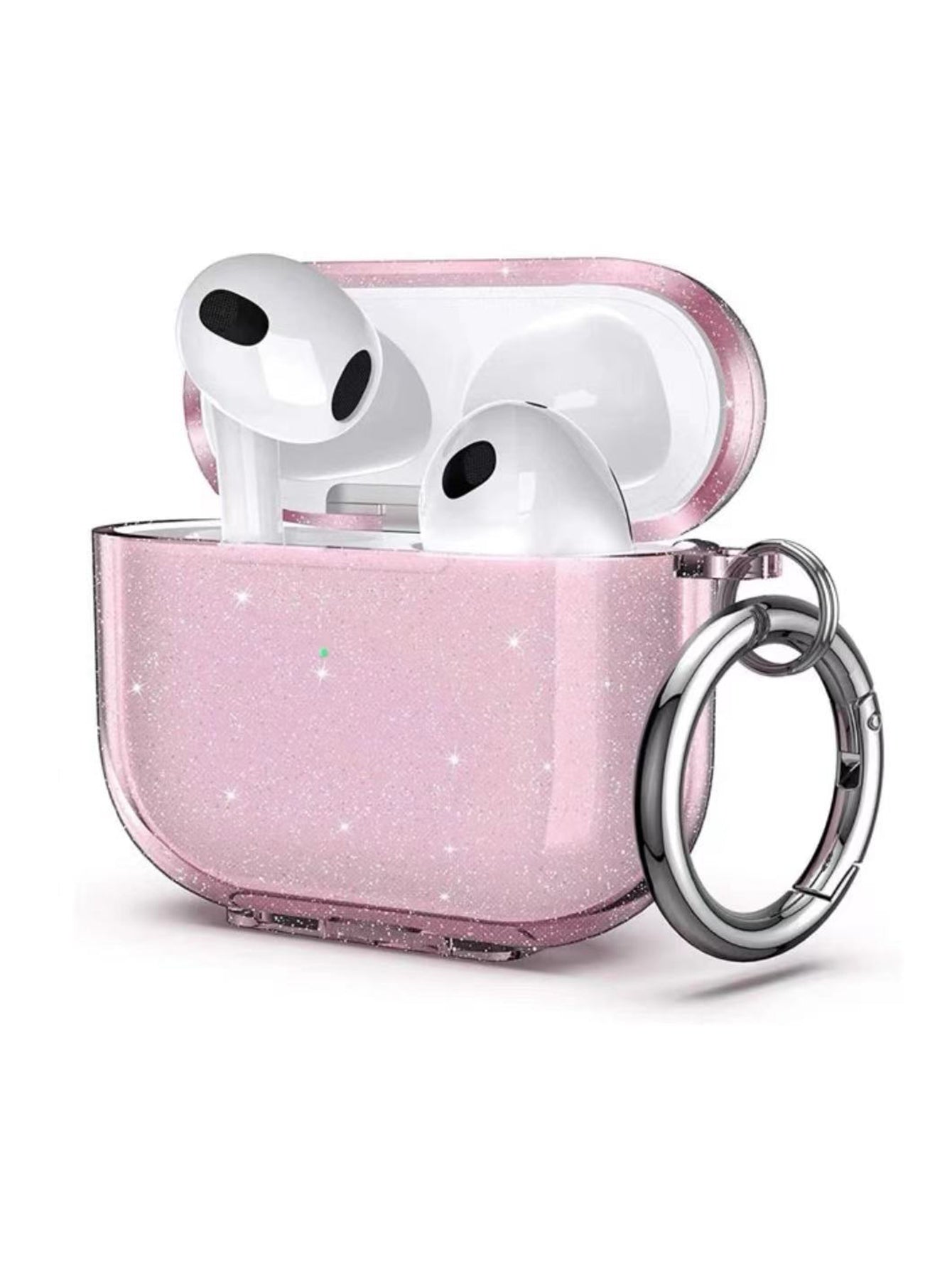 Apple Baby Pink Pink Solid Color Simple Powder Compact Hanging Tpu Earphone Protective Case Compatible With AirPods1/2 AirPods Pro