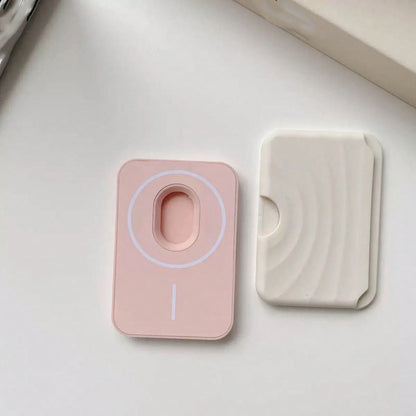 Apple Silicone Wave Card Holder Magnetic Magsafe Card Slot Solid Color Liquid Silicone Back Sticker Shockproof Card Holder