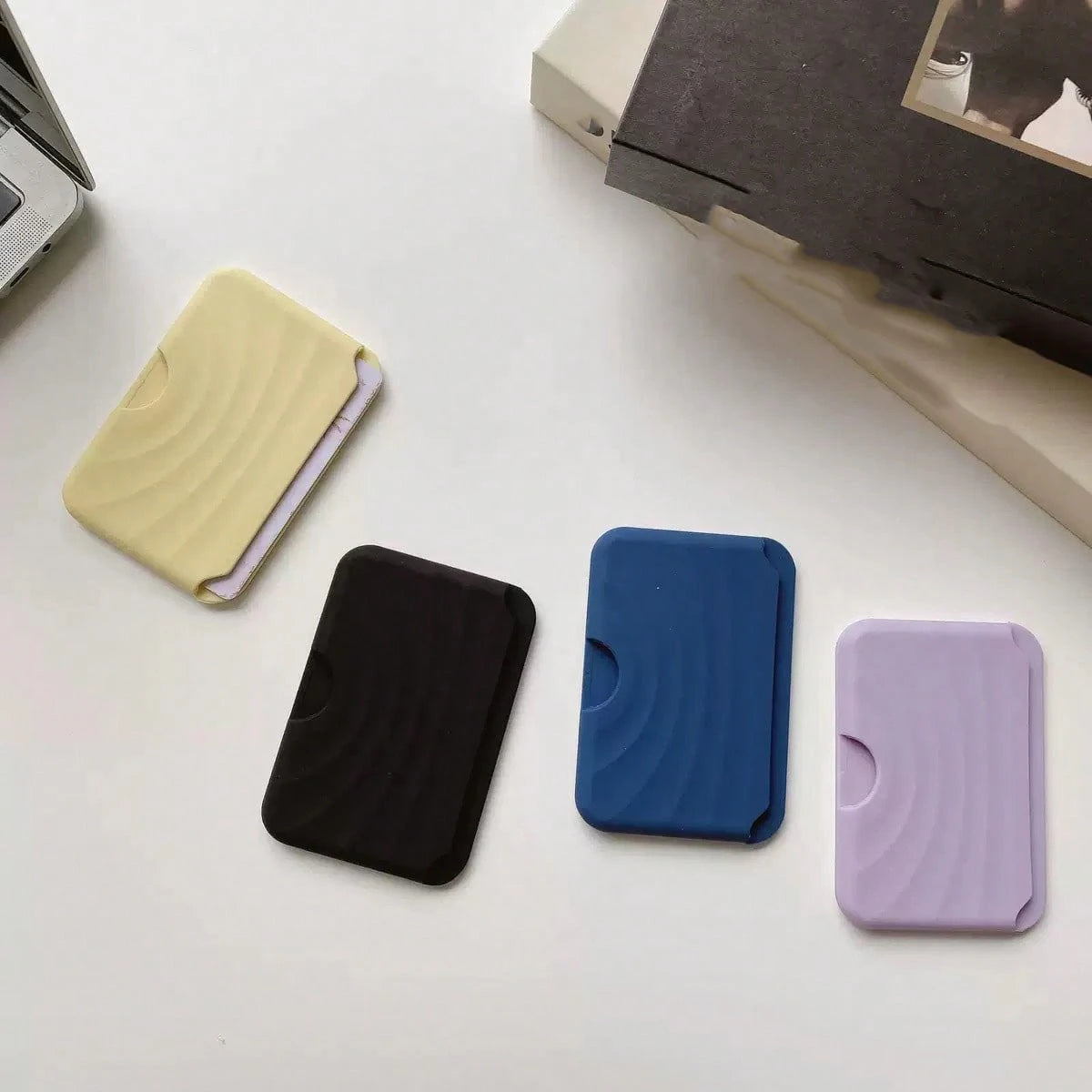 Apple Silicone Wave Card Holder Magnetic Magsafe Card Slot Solid Color Liquid Silicone Back Sticker Shockproof Card Holder