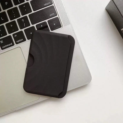 Apple Silicone Wave Card Holder Magnetic Magsafe Card Slot Solid Color Liquid Silicone Back Sticker Shockproof Card Holder