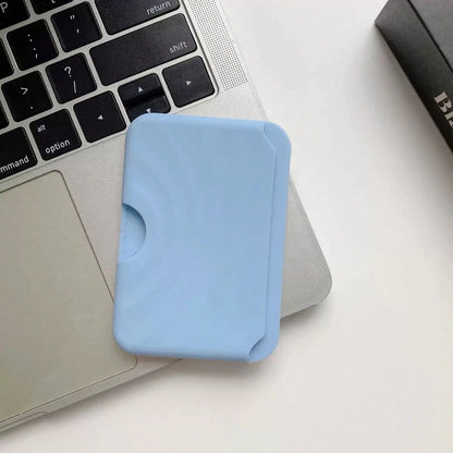 Apple Silicone Wave Card Holder Magnetic Magsafe Card Slot Solid Color Liquid Silicone Back Sticker Shockproof Card Holder