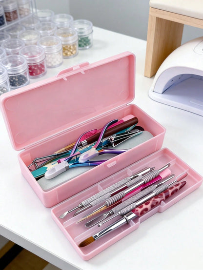 ART LALIC Double Layer Nail Care Storage Box, Nail Tool Organizer, Suitable For Nail Files, Buffing Blocks, Manicure Tools, For Home Or Nail Salon Use