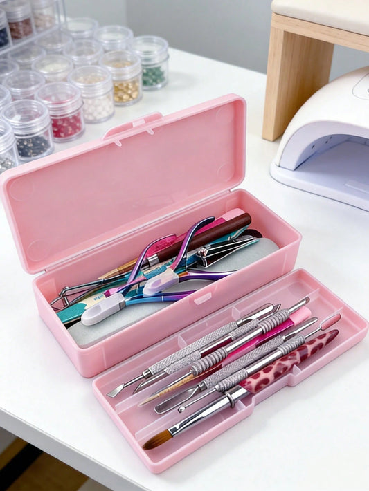 ART LALIC Double Layer Nail Care Storage Box, Nail Tool Organizer, Suitable For Nail Files, Buffing Blocks, Manicure Tools, For Home Or Nail Salon Use