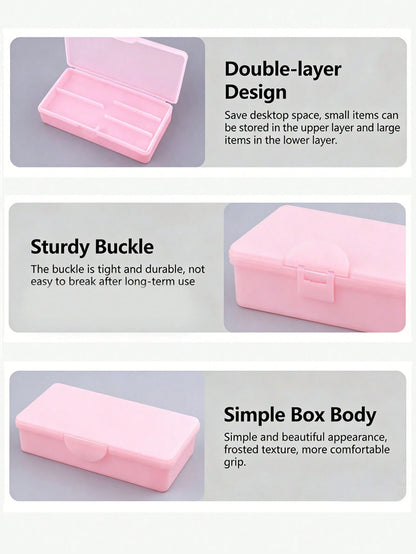 ART LALIC Double Layer Nail Care Storage Box, Nail Tool Organizer, Suitable For Nail Files, Buffing Blocks, Manicure Tools, For Home Or Nail Salon Use