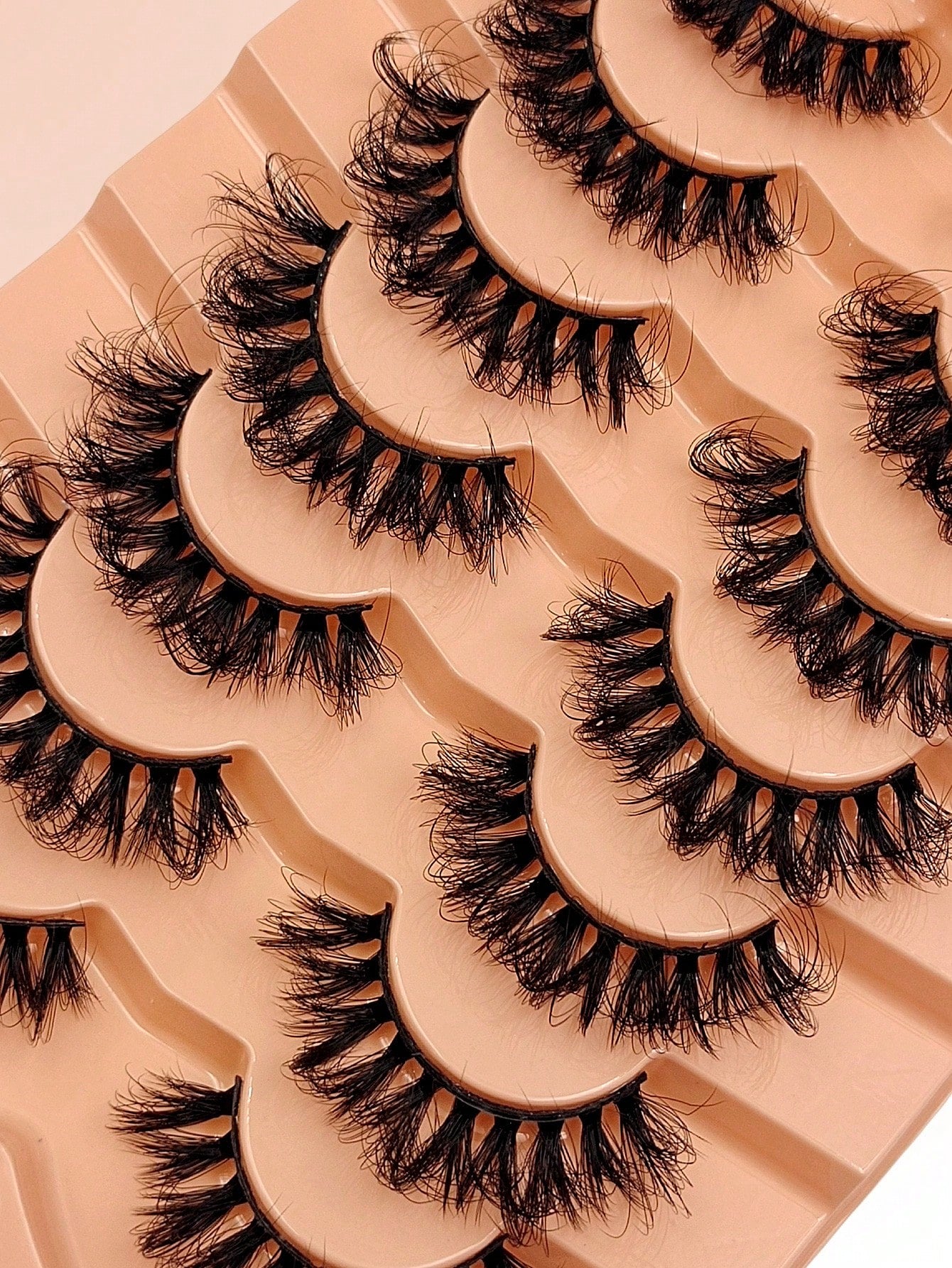 Asiteo 7 Pairs D Curl Luxury Fluffy Thick Dramatic Messy Faux Mink Reusable Soft Comfortable Strip Eyelashes
