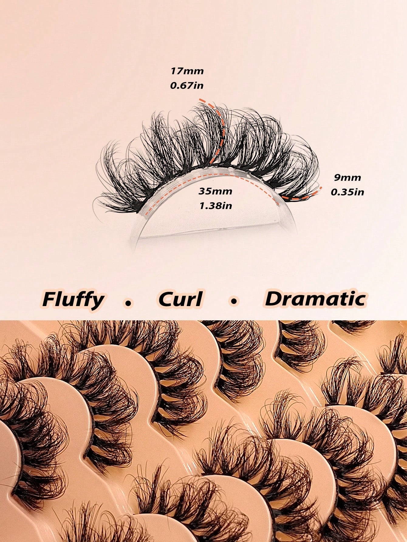 Asiteo 7 Pairs D Curl Luxury Fluffy Thick Dramatic Messy Faux Mink Reusable Soft Comfortable Strip Eyelashes