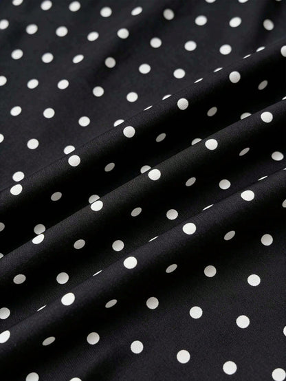 Attitoon Women's Asymmetric Ruched Cropped Top, Black & White Polka Dot Print,Summer Top