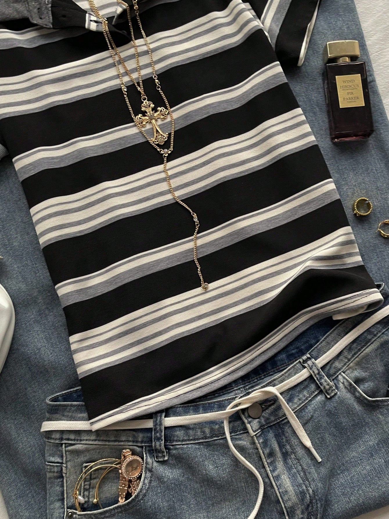 Attitoon Women's Casual Striped Polo Collar Short Sleeve T-Shirt, Summer