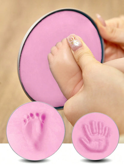 Baby 100 Days/1st Birthday Gift Newborn Growth Keepsake Clay For Baby Handprint And Footprint (Ribbon Not Included) S Size Mold Diameter 9cm M Size Mold Diameter 12cm (Random Mold Shape)