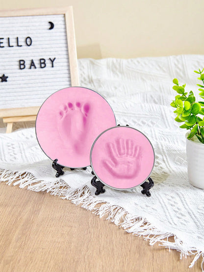 Baby 100 Days/1st Birthday Gift Newborn Growth Keepsake Clay For Baby Handprint And Footprint (Ribbon Not Included) S Size Mold Diameter 9cm M Size Mold Diameter 12cm (Random Mold Shape)