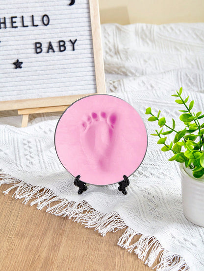 Baby 100 Days/1st Birthday Gift Newborn Growth Keepsake Clay For Baby Handprint And Footprint (Ribbon Not Included) S Size Mold Diameter 9cm M Size Mold Diameter 12cm (Random Mold Shape)