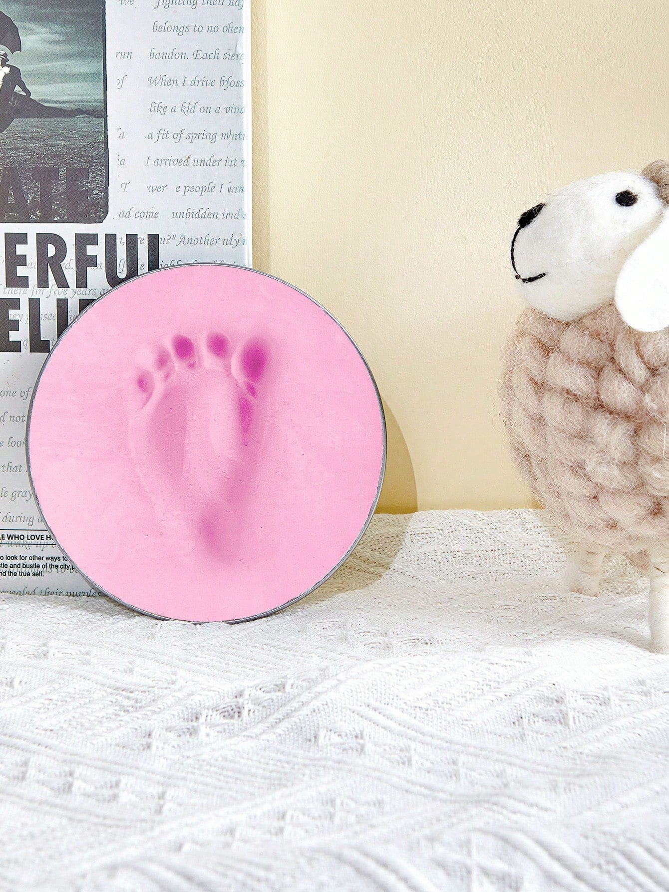 Baby 100 Days/1st Birthday Gift Newborn Growth Keepsake Clay For Baby Handprint And Footprint (Ribbon Not Included) S Size Mold Diameter 9cm M Size Mold Diameter 12cm (Random Mold Shape)