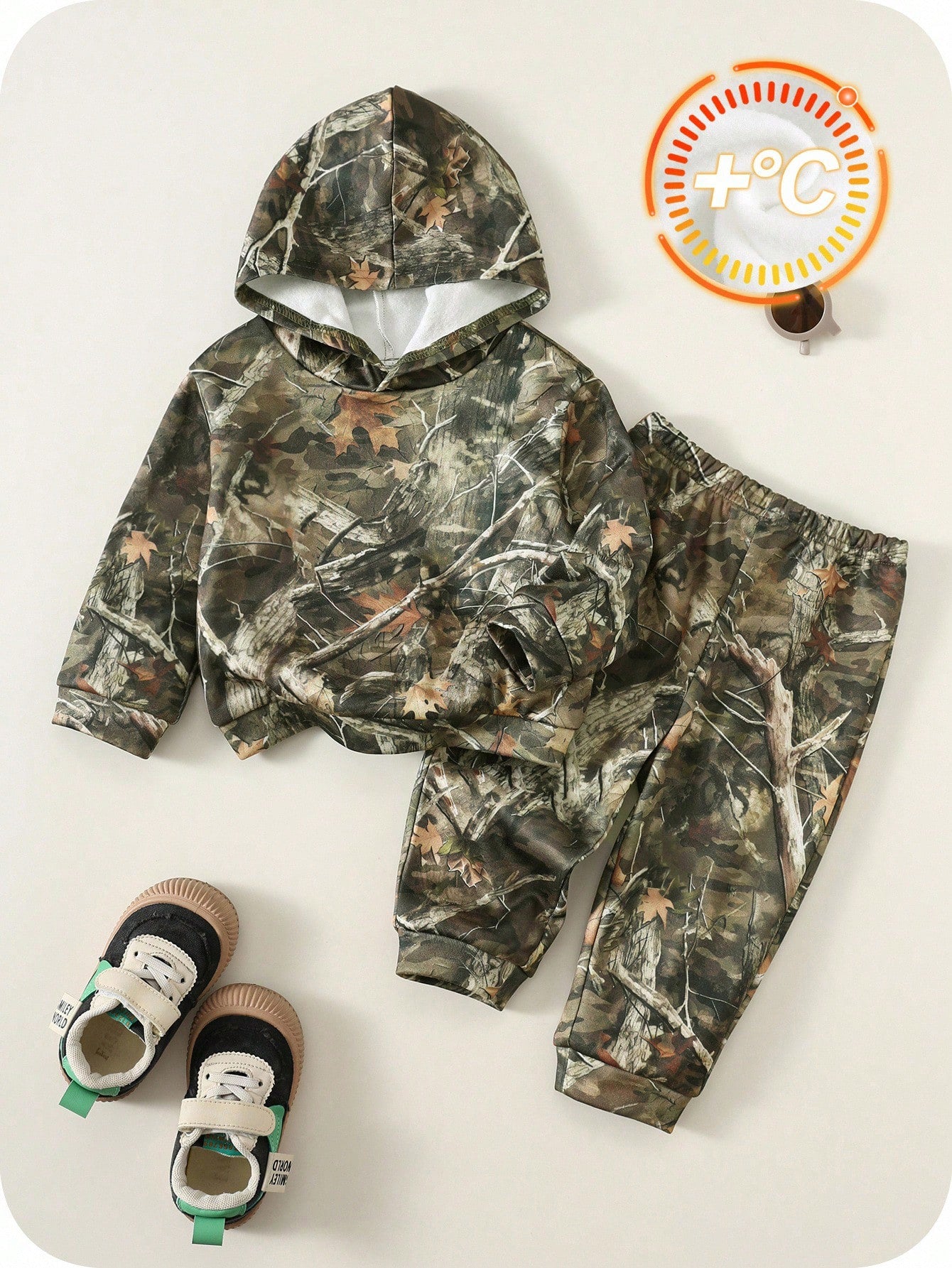 Baby Boy Camouflage Print Hoodie And Sweatpants Set,Sage Green,Autumn,Cow Boy,Date Fall Outfits Tracksuits,Loose Comfortable Thanksgiving Gift Set