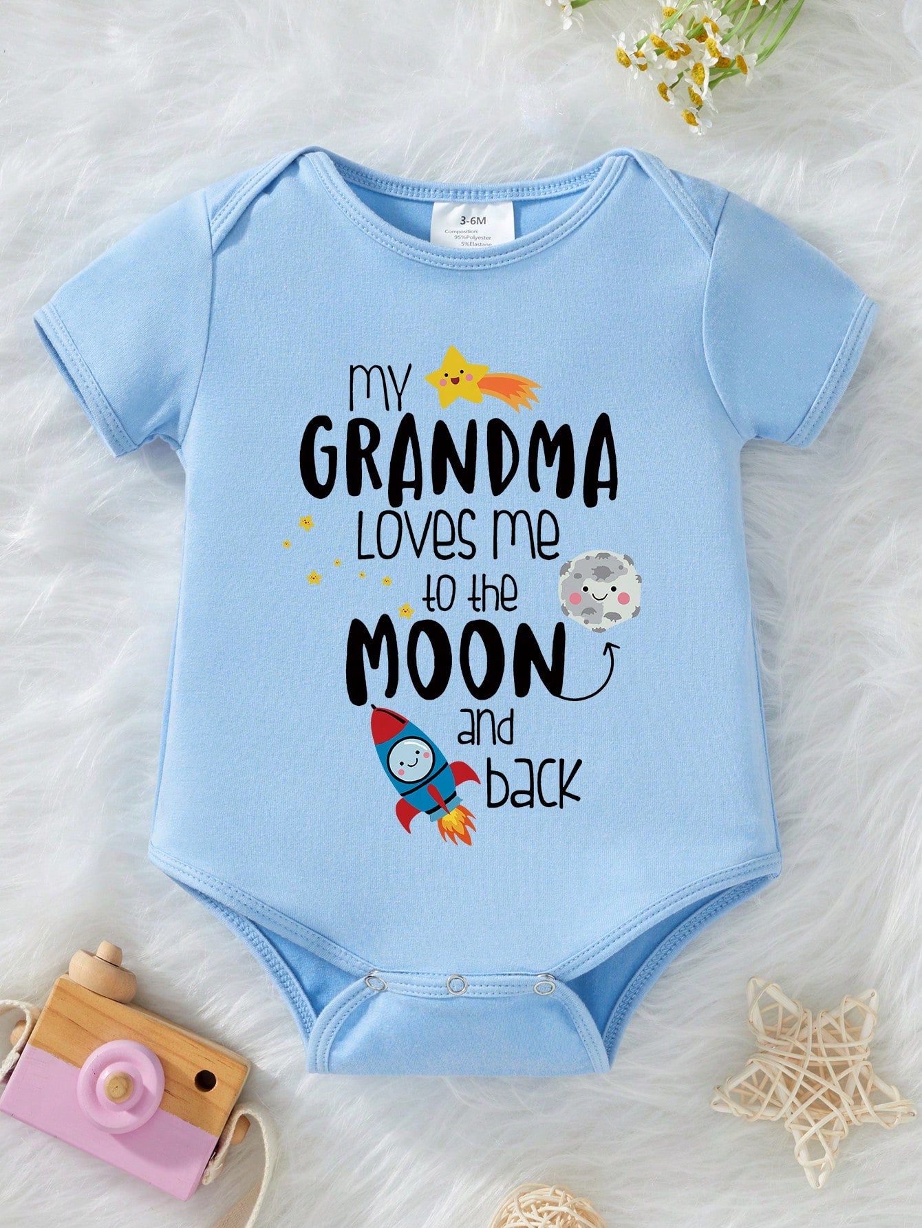 Baby Boy Cartoon Slogan Printed Short Sleeve Bodysuit