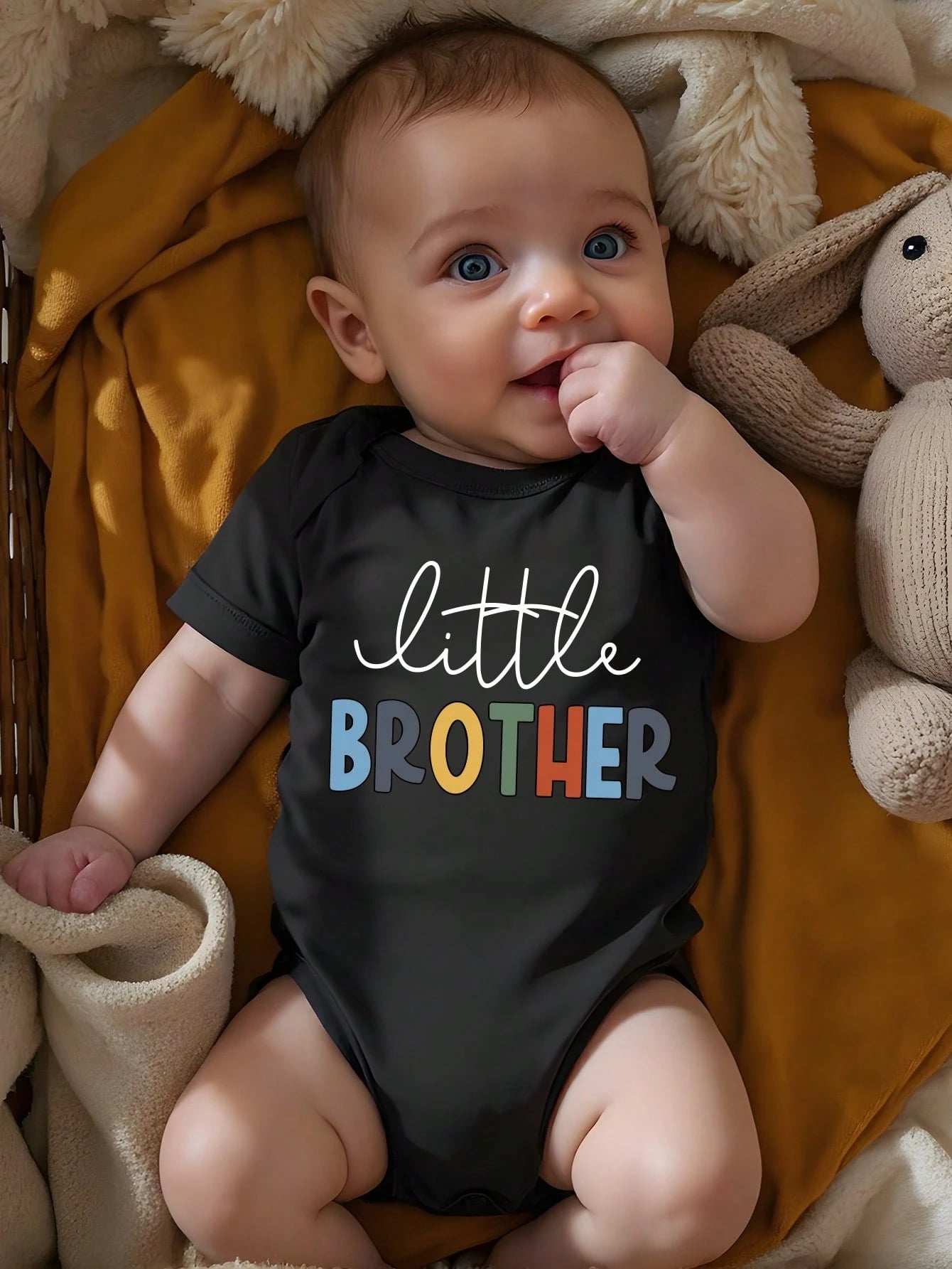Baby Boy Casual Triangle Bodysuit With Colorful Slogan & Letter Print, Short Sleeve