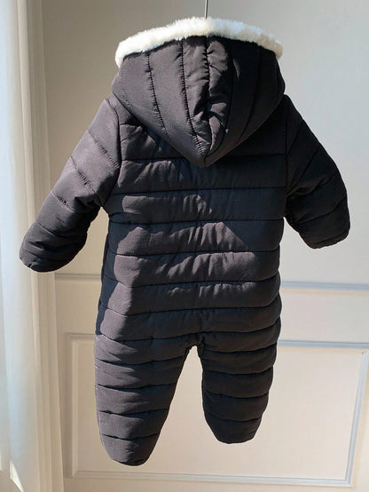 Baby Boy Cute Autumn/Winter Thermal Lined Thick Fur Collar Hooded Jumpsuit Ski Suit Unisex Baby Clothes Baby Winter Clothes
