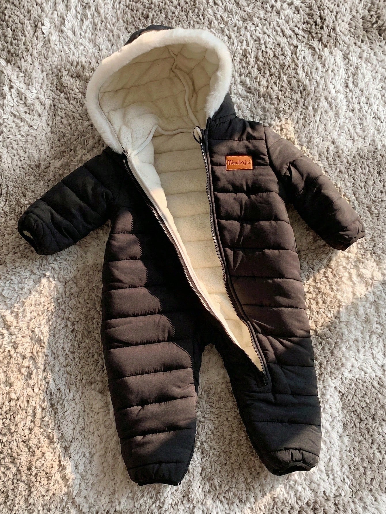 Baby Boy Cute Autumn/Winter Thermal Lined Thick Fur Collar Hooded Jumpsuit Ski Suit Unisex Baby Clothes Baby Winter Clothes