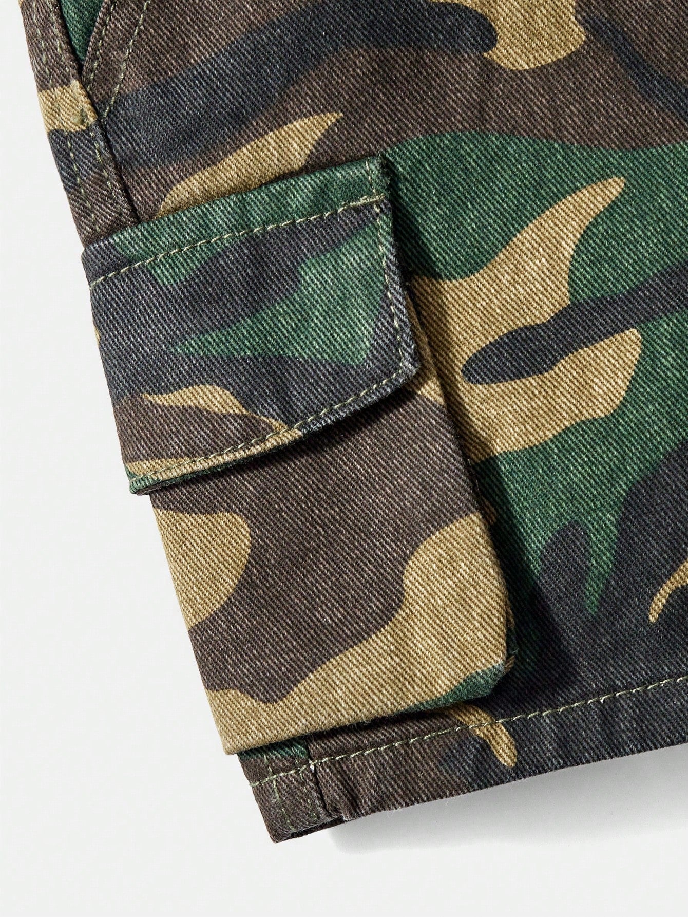 Baby Boy Dark Green Summer Casual Urban Street Cool Camouflage Loose Fit 100% Cotton Cargo Jean Shorts,Elastic Waistband,Front&Flap Patch Pockets