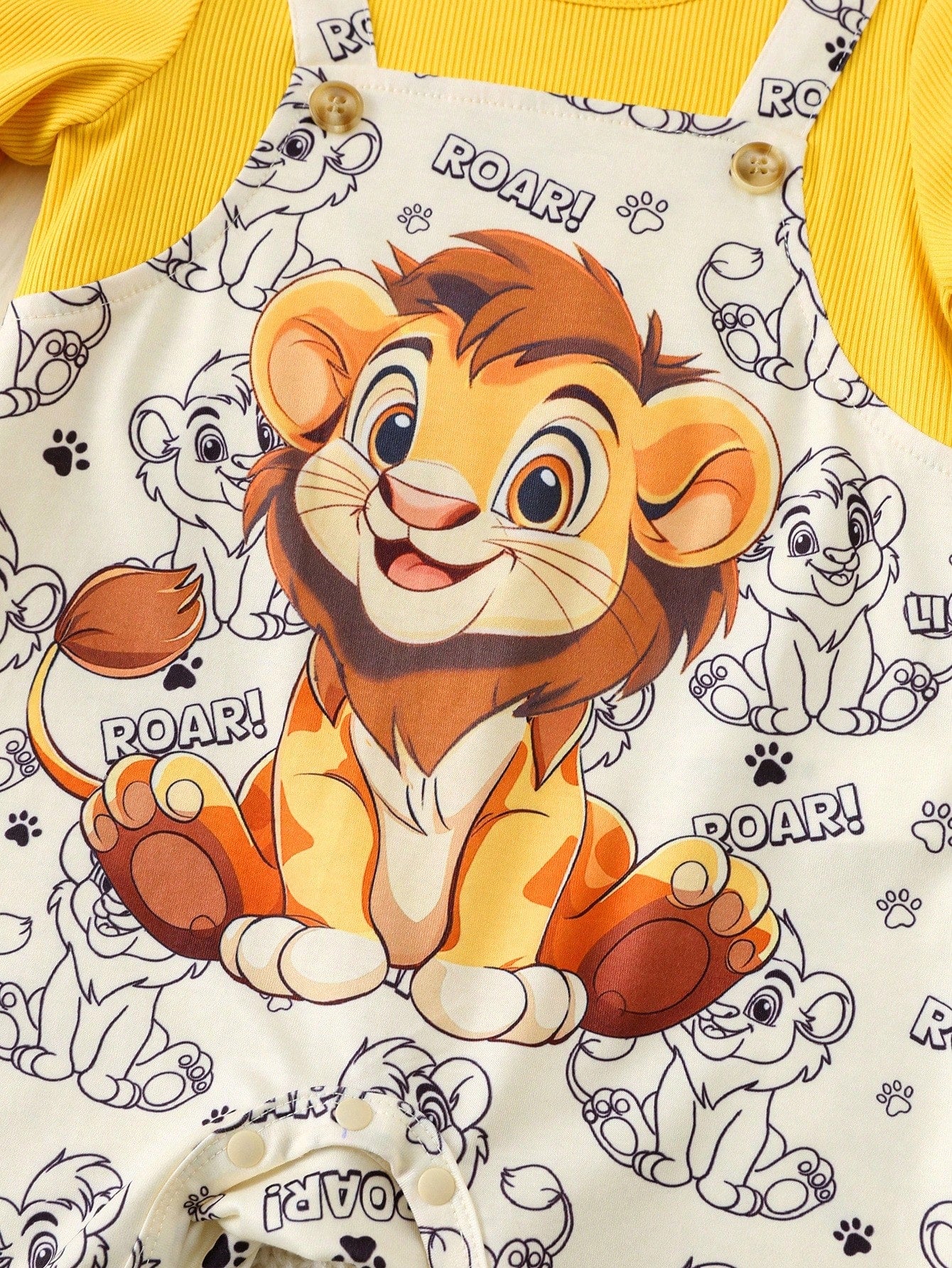 Baby Boy/Girl Cute Lion Print Long Sleeve Winter Jumpsuit,White Autumn Basic Outfit For Indoor Outdoor,Matching Family Casual Versatile Daily Wear