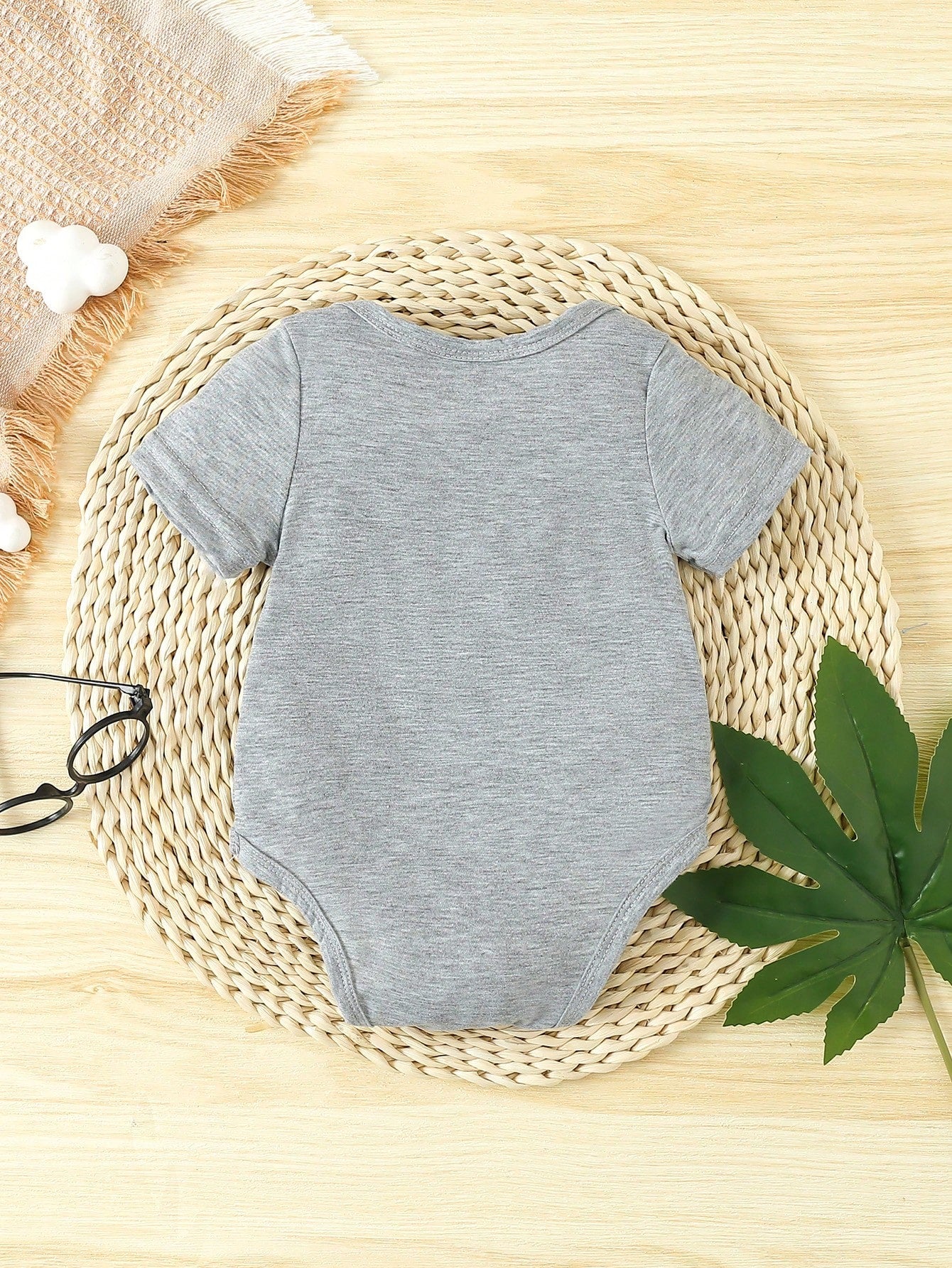 Baby Boy Short Sleeve Bodysuit With Slogan Print