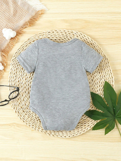 Baby Boy Short Sleeve Bodysuit With Slogan Print