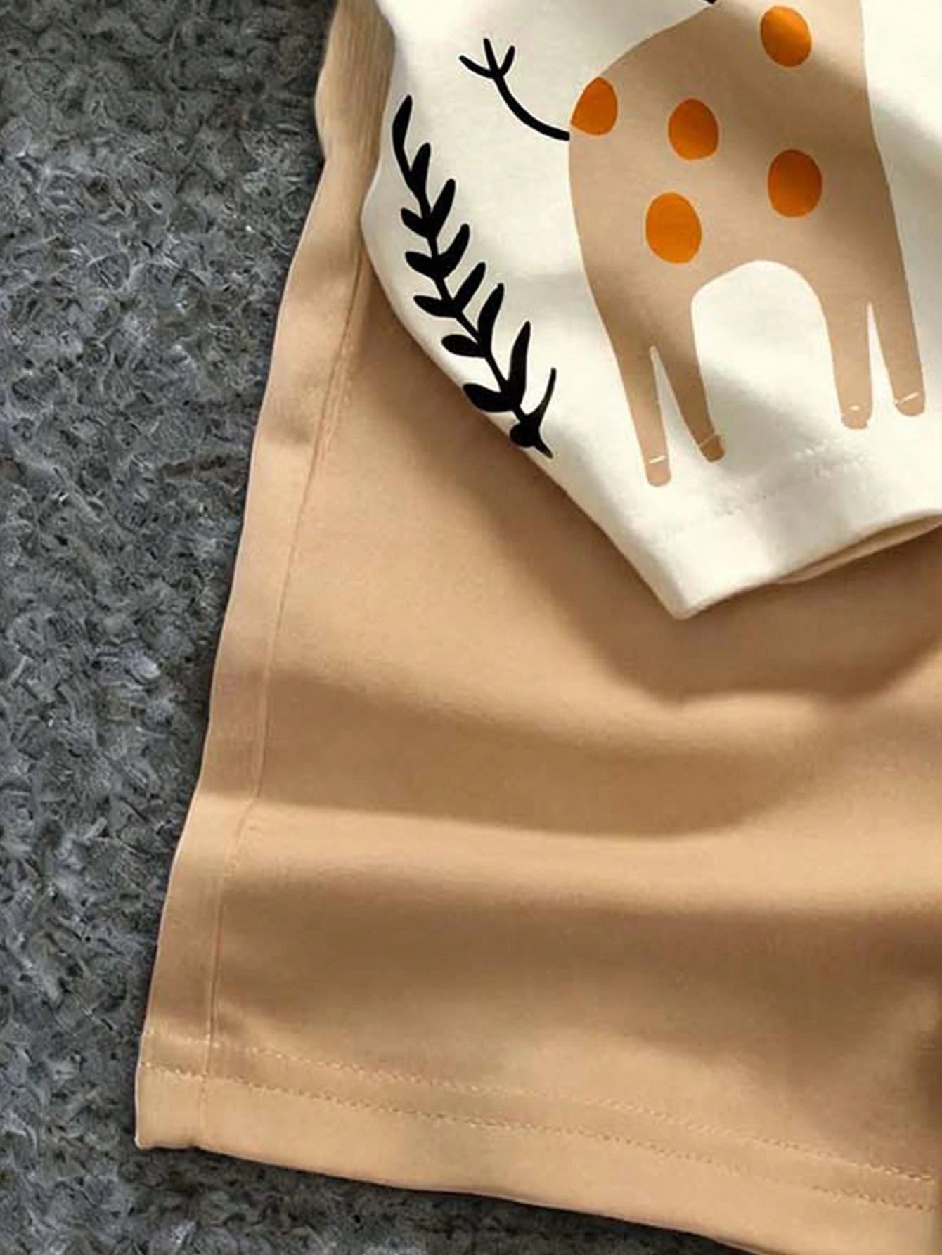 Baby Boy Soft Summer Colour Palette,Summer,Casual,Cute,Family Matching Minimalist T-Shirt Set,Giraffe Elephant Print Graphic Tee & Shorts Outfit
