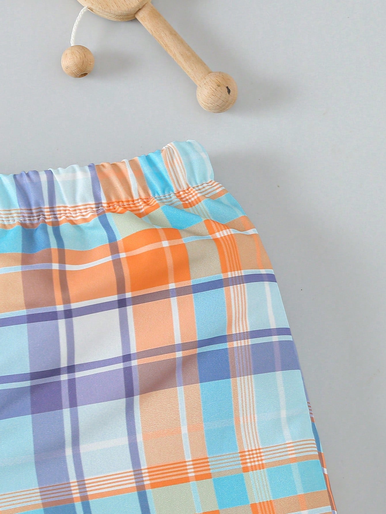 Baby Boy Solid Color Short Sleeve Bodysuit With Pocket Shirt Collar And Plaid Shorts Set, Spring/Summer Casual Outfit