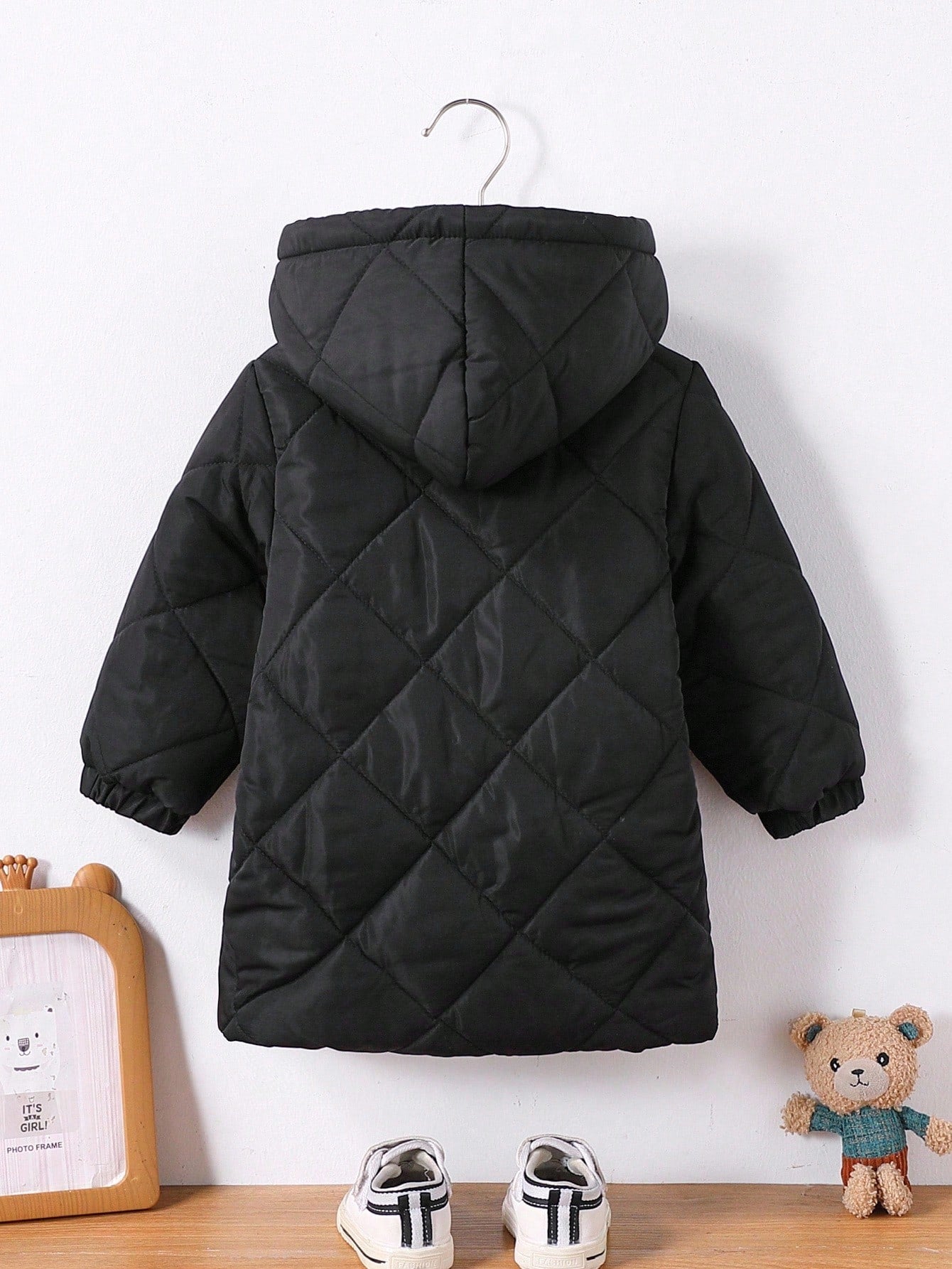 Baby Boy Warm Quilted Hooded Padded Coat,Black Winter Modest Date Casual Fleece Jacket,Zip Up Fall Clothes For Infants And Toddlers
