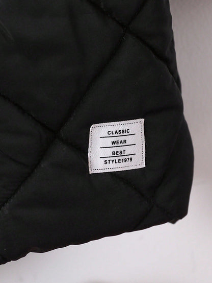 Baby Boy Warm Quilted Hooded Padded Coat,Black Winter Modest Date Casual Fleece Jacket,Zip Up Fall Clothes For Infants And Toddlers