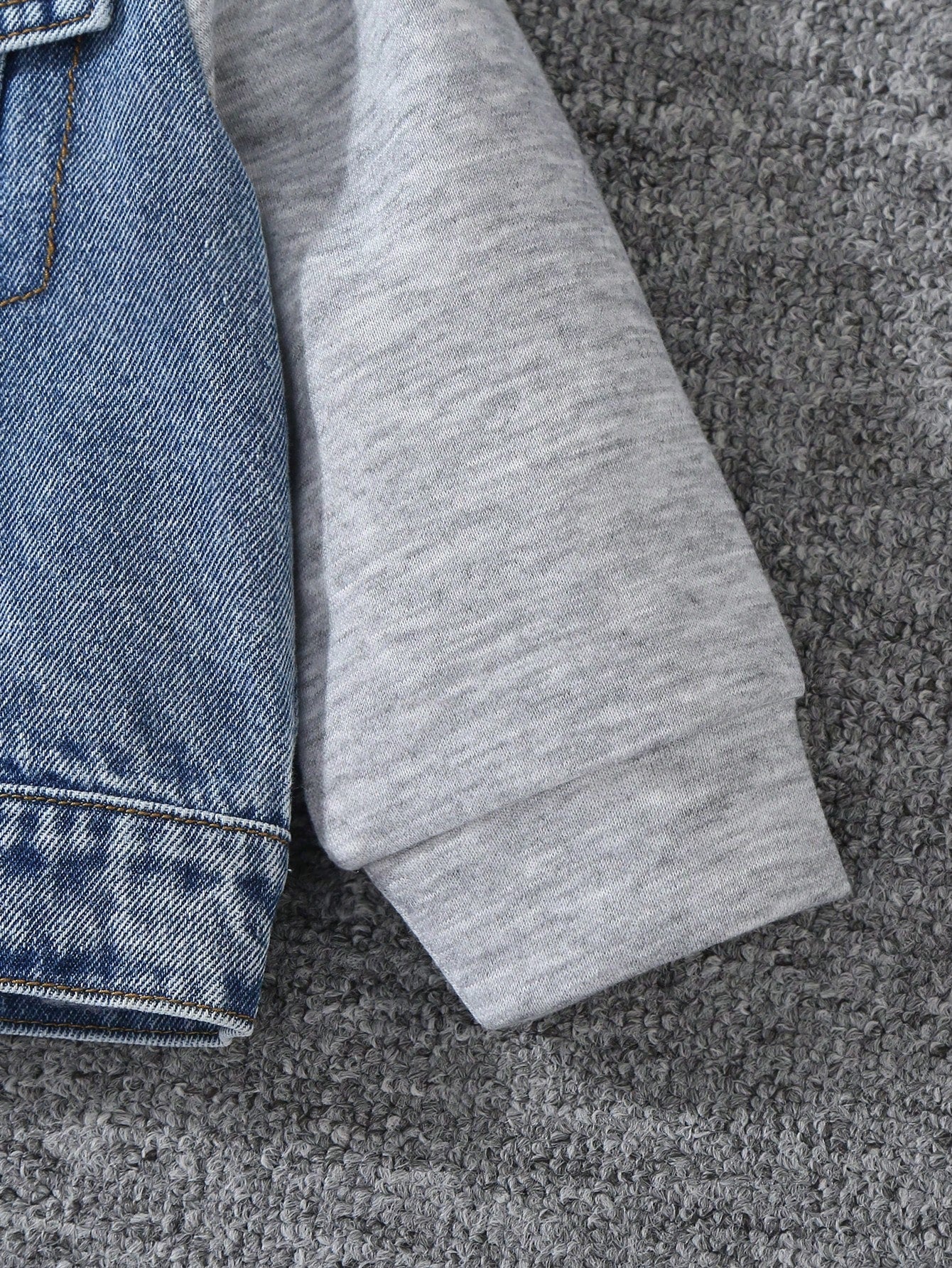 Baby Boys' Denim Jacket,Autumn/Winter Knit Hoodie Patchwork,Vintage Medium Wash Blue,Heather Gray,Casual,Back-To-School,Blue And White Stripe,Autumn