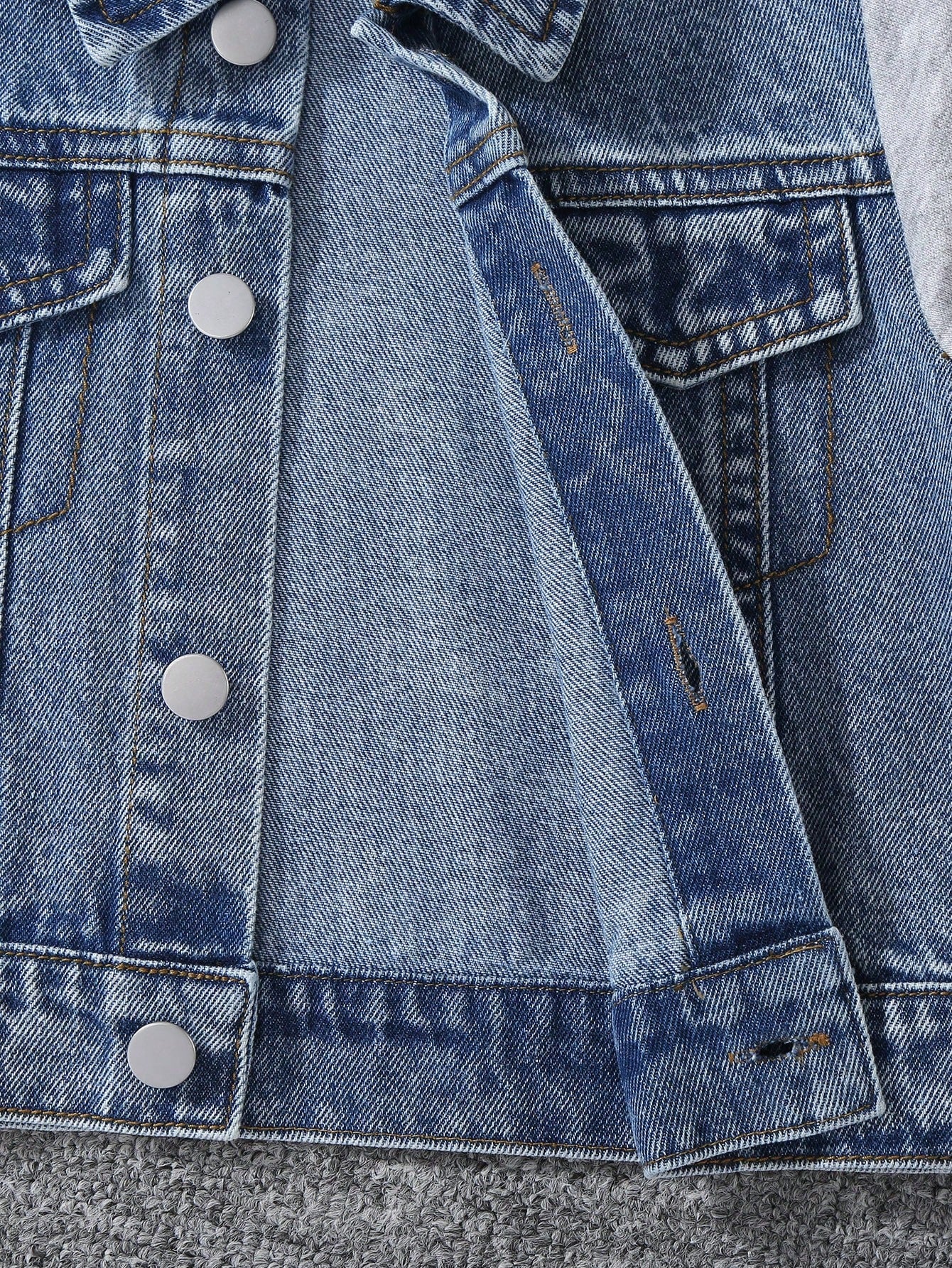 Baby Boys' Denim Jacket,Autumn/Winter Knit Hoodie Patchwork,Vintage Medium Wash Blue,Heather Gray,Casual,Back-To-School,Blue And White Stripe,Autumn