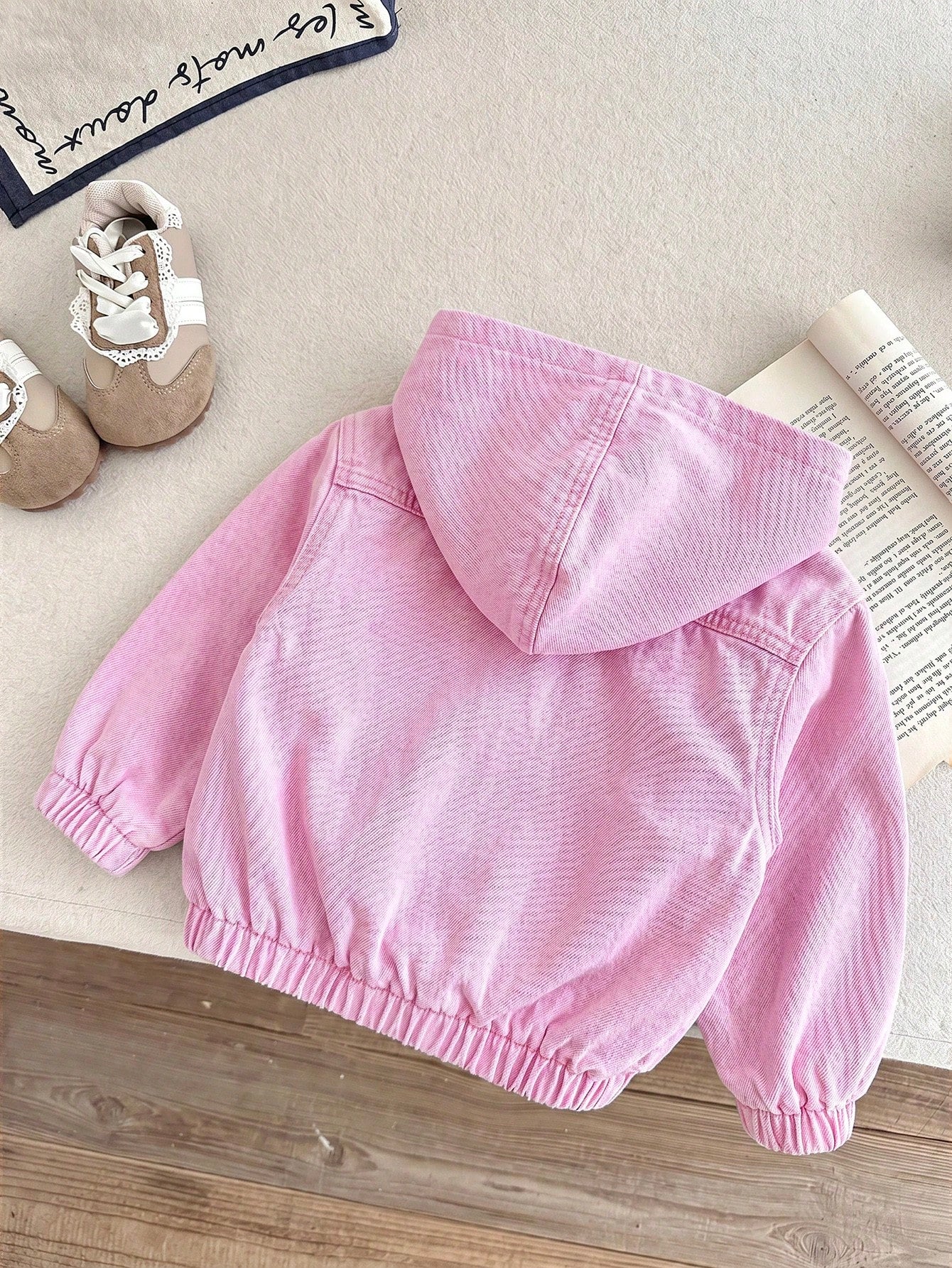 Baby Girl Blue Denim Hooded Long Sleeve Jacket