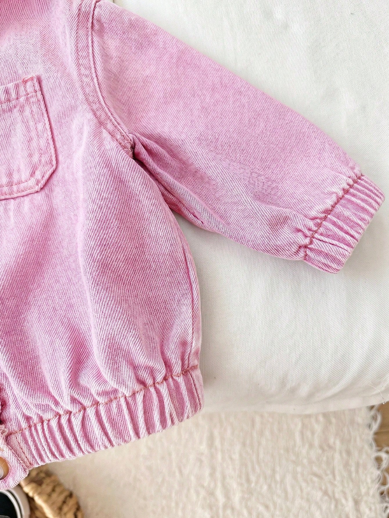 Baby Girl Blue Denim Hooded Long Sleeve Jacket