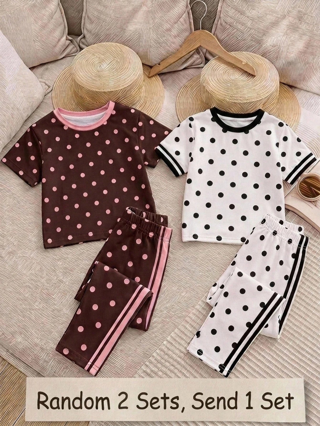 Baby Girl Casual Minimalist Round Neck Loose Short Sleeve T-Shirt And Leggings Set, Suitable For Spring And Summer