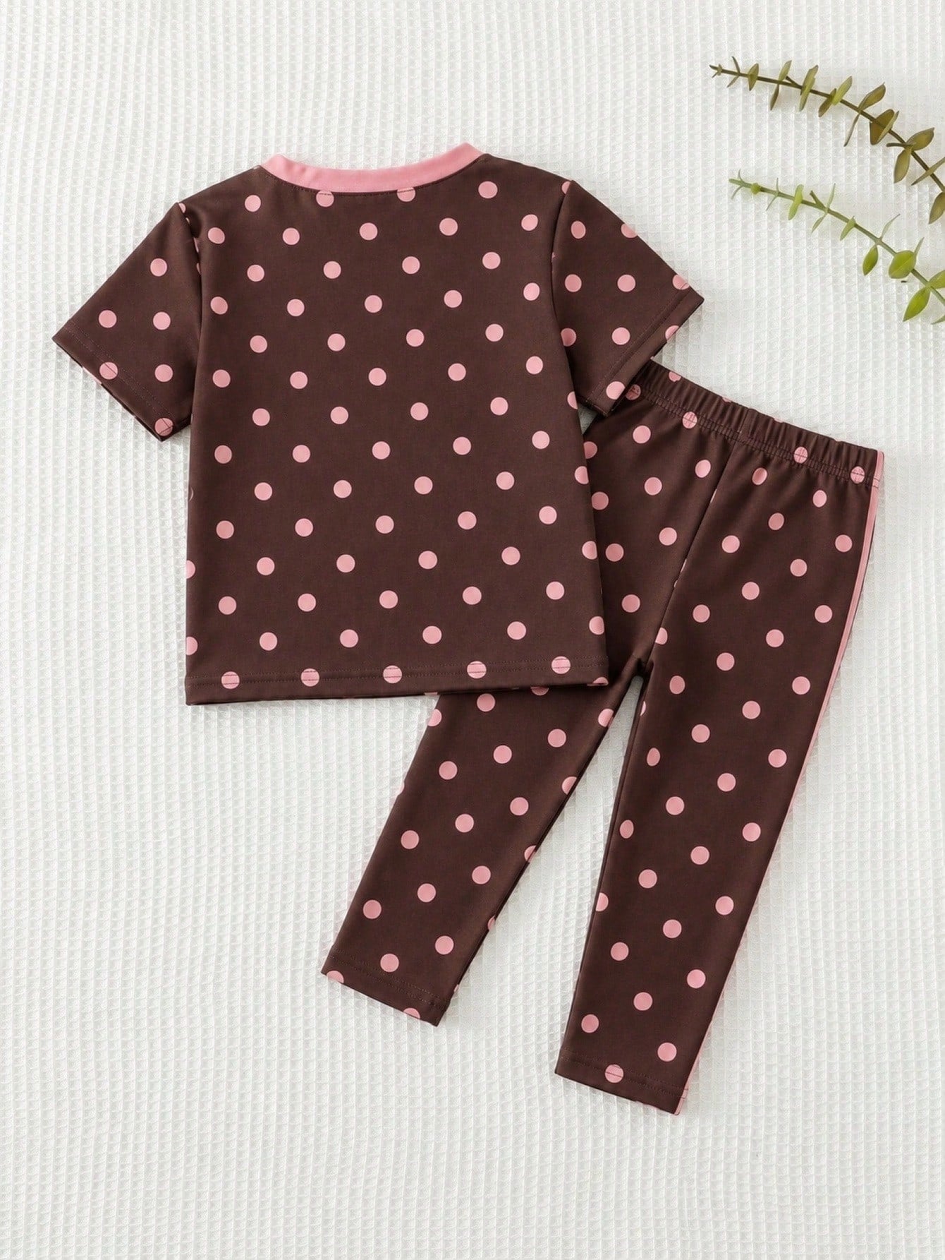 Baby Girl Casual Minimalist Round Neck Loose Short Sleeve T-Shirt And Leggings Set, Suitable For Spring And Summer
