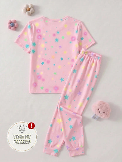 Baby Girl Cute Pattern Short Sleeve Comfortable Pajamas