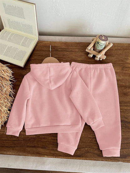 Baby Girl Dusty Pink Knit Soft Hoodie Sweatshirt And Pants Set,Casual Loose Fit Long Sleeve Autumn Outfit,Gym Tracksuit,Daddy's Mini Matching Clothes
